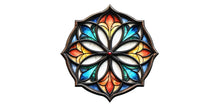 Load image into Gallery viewer, Stained Glass Mandala Wall Art, Sacred Geometry Decor, Colorful Geometric Wall Art, Boho Mandala Wall Decor 237mv