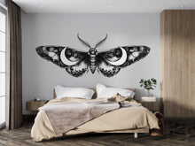 Load image into Gallery viewer, Lunar Moth Wall Art, Moon Moth Wall Decal, Gothic Insect Wall Decor, Witchy Celestial Wall Art, Dark Minimal Decor 239mv