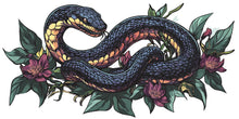 Load image into Gallery viewer, Floral Snake Wall Art, Botanical Serpent Wall Decor, Dark Boho Snake Art, Gothic Floral Wall Decal, Nature Statement Art 241mv