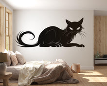 Load image into Gallery viewer, Black Cat Wall Art, Witchy Cat Wall Decor, Gothic Cat Silhouette, Minimal Cat Wall Decal, Mystical Home Decor 245mv