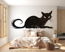 Load image into Gallery viewer, Black Cat Wall Art, Witchy Cat Wall Decor, Gothic Cat Silhouette, Minimal Cat Wall Decal, Mystical Home Decor 245mv