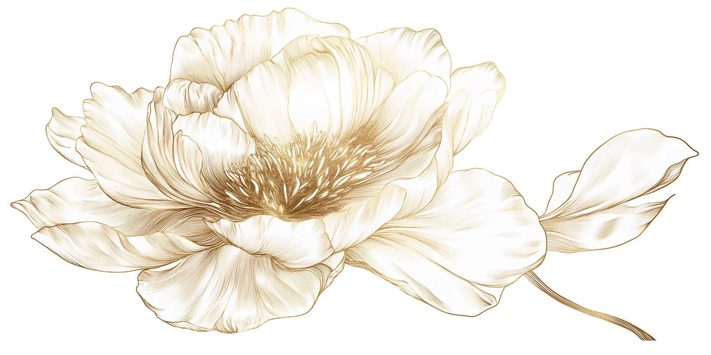 Gold Floral Wall Art, Minimal Flower Line Art, Elegant Botanical Wall Decor, Neutral Bedroom Wall Art, Luxury Floral Art Art 249mv