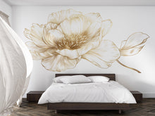 Load image into Gallery viewer, Gold Floral Wall Art, Minimal Flower Line Art, Elegant Botanical Wall Decor, Neutral Bedroom Wall Art, Luxury Floral Art Art 249mv