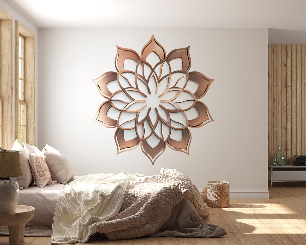3D Lotus Mandala Wall Art, Wooden Mandala Decor, Boho Lotus Wall Art, Sacred Geometry Decor, Zen Bedroom Art 257mv
