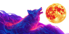 Load image into Gallery viewer, Cosmic Wolf Wall Decal, Futuristic Wolf Wall Art Sticker, Neon Galaxy Wolf Wall Decor, Space Animal Wall Art, Modern Statement Wall Decal