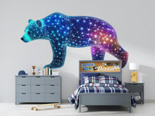 Load image into Gallery viewer, Cosmic Bear Wall Decal, Galaxy Bear Wall Art Sticker, Space Animal Nursery Decor, Kids Room Bear Wall Sticker, Modern Playroom Wall Decal