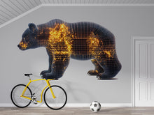 Load image into Gallery viewer, Futuristic Bear Wall Decal, Tech Bear Wall Art Sticker, Modern Bear Nursery Decor, Digital Animal Wall Decal, Kids Room Bear Wall Art