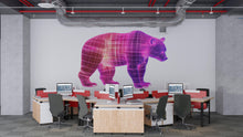 Load image into Gallery viewer, Futuristic Bear Wall Decal, Neon Grid Bear Wall Art Sticker, Pink Tech Bear Wall Decal, Modern Animal Wall Art, Kids Room Wall Decor