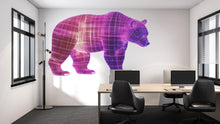 Load image into Gallery viewer, Futuristic Bear Wall Decal, Neon Grid Bear Wall Art Sticker, Pink Tech Bear Wall Decal, Modern Animal Wall Art, Kids Room Wall Decor