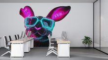 Load image into Gallery viewer, Cyberpunk Bunny Wall Decal, Neon Rabbit Wall Art Sticker, Futuristic Animal Wall Decor, Gaming Room Wall Decal, Modern Kids Room Decor