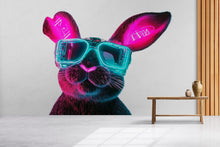 Load image into Gallery viewer, Cyberpunk Bunny Wall Decal, Neon Rabbit Wall Art Sticker, Futuristic Animal Wall Decor, Gaming Room Wall Decal, Modern Kids Room Decor