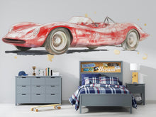 Load image into Gallery viewer, Vintage Race Car Wall Mural Kids Room Watercolor Car Nursery Decor 266mv