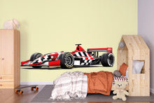 Load image into Gallery viewer, Checkered Formula Race Car Wall Mural Kids Room Racing Car Decor 270mv