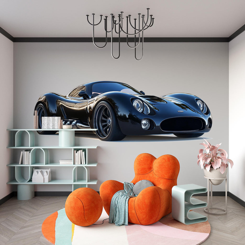 Luxury Black Sports Car Wall Mural Modern Auto Art Home Decor 274mv