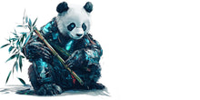 Load image into Gallery viewer, Cyber Panda Wall Decal With Bamboo, Futuristic Panda Wall Art Sticker, Cute Panda Nursery Decor, Kids Room Animal Wall Decal