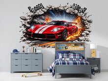 Load image into Gallery viewer, 3D Supercar Wall Mural Kids Room Race Car Racing Decor 276mv