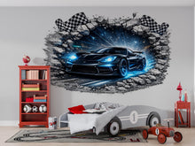 Load image into Gallery viewer, 3D Black Supercar Wall Mural Kids Room Racing Car Decor 278mv