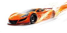 Load image into Gallery viewer, Orange Supercar Fire Wall Mural Racing Kids Room Decor 283mv