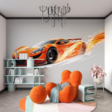 Load image into Gallery viewer, Orange Supercar Fire Wall Mural Racing Kids Room Decor 283mv