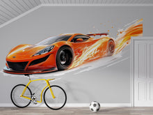 Load image into Gallery viewer, Orange Supercar Fire Wall Mural Racing Kids Room Decor 283mv