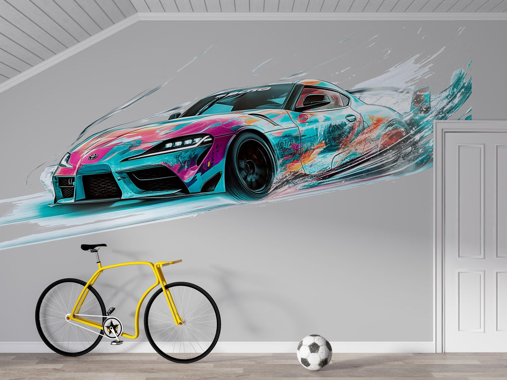 Colorful Supercar Wall Mural Racing Art Kids Room Decor 284mv