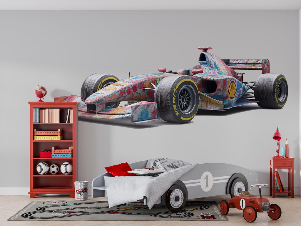 Colorful Formula Car Wall Art Kids Room Nursery Decor Printable 299mv