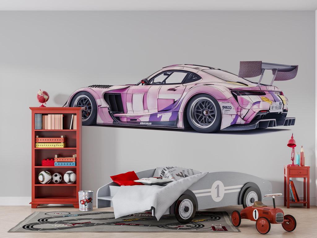Purple Sports Car Wall Art Kids Room Modern Decor Printable 300mv