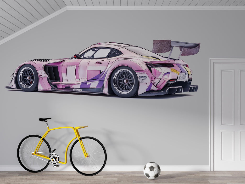 Purple Sports Car Wall Art Kids Room Modern Decor Printable 300mv