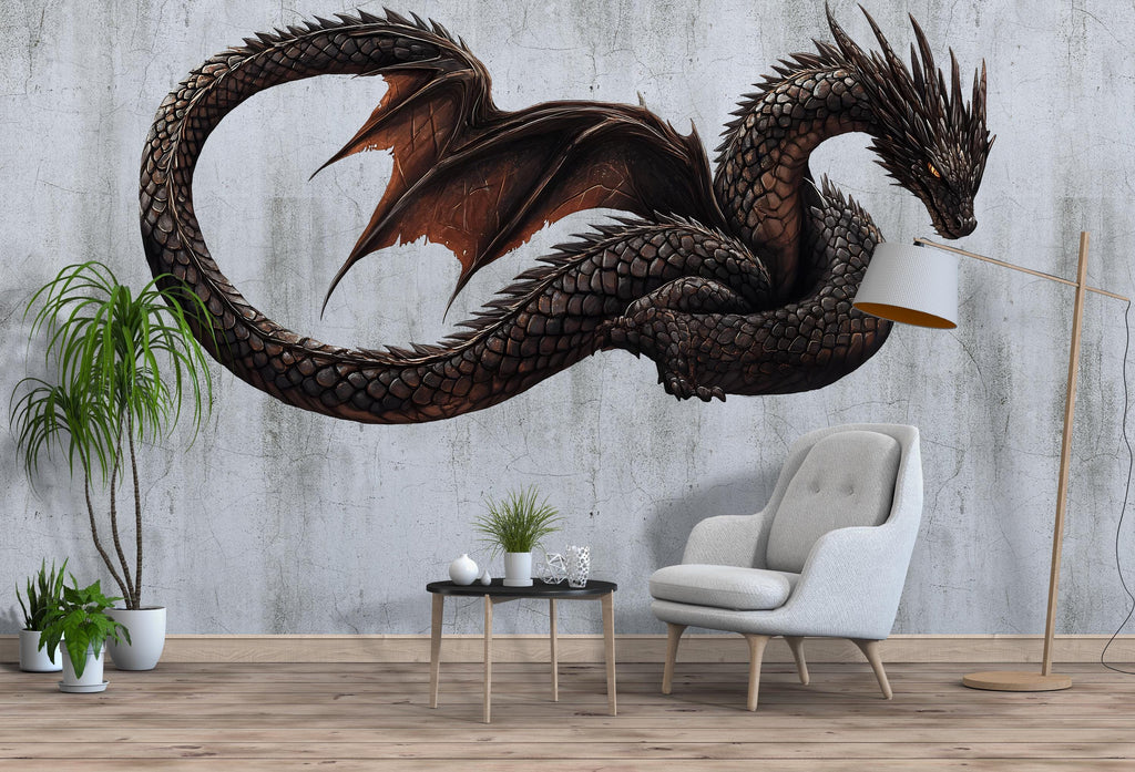 Dragon Wall Decal – Fantasy Dragon Wall Art, Kids Room Wall Sticker, Mythical Dragon Nursery & Bedroom Decor 303mv