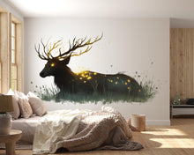 Load image into Gallery viewer, Glowing Stag Wall Decal – Mystical Deer Wall Art, Fantasy Nature Wall Sticker, Bedroom Statement Decor 316mv