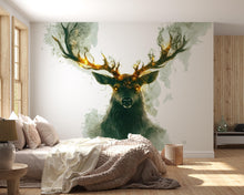 Load image into Gallery viewer, Mystical Stag Wall Decal – Glowing Forest Deer Wall Art, Fantasy Woodland Bedroom Wall Sticker 319mv