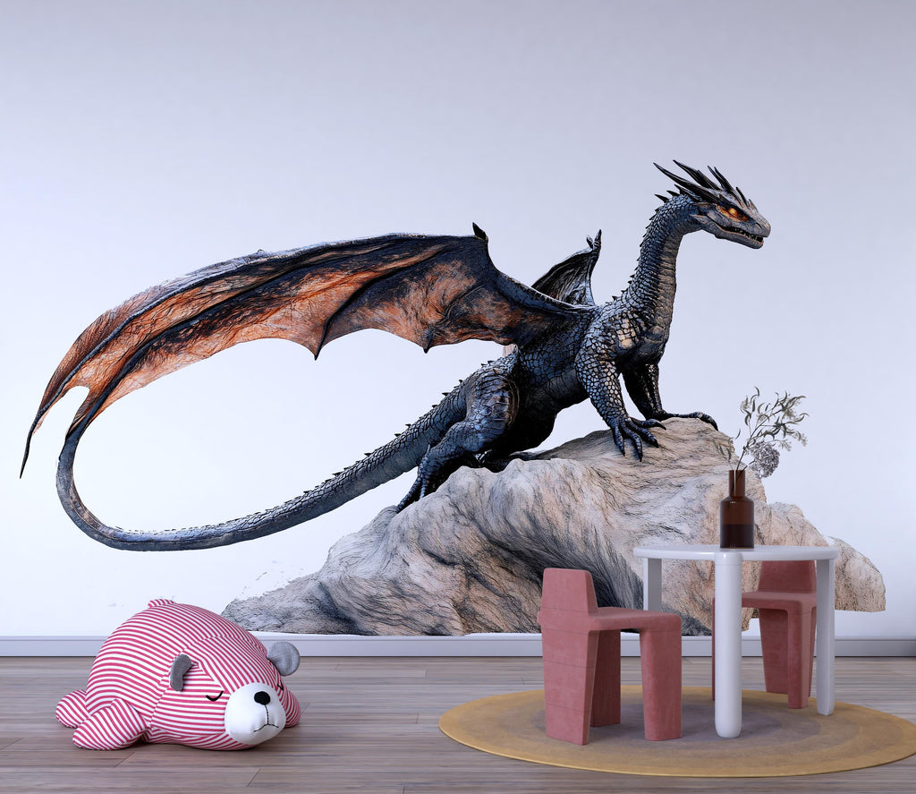 Dragon Wall Decal – Majestic Fantasy Dragon Wall Art, Mythical Dragon Kids Room Wall Sticker 322mv