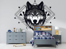 Load image into Gallery viewer, Wolf Wall Decal – Geometric Wolf Wall Art, Modern Wolf Decor 326mv
