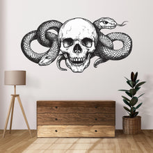 Load image into Gallery viewer, Skull and Snake Wall Mural Gothic Skull Wallpaper Black White Dark Wall Art 329mv