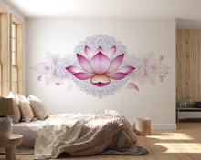 Load image into Gallery viewer, Pink Lotus Mandala Wall Mural Spiritual Floral Bedroom Decor 344mv