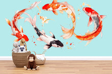 Load image into Gallery viewer, Koi Fish Wall Art Japanese Koi Mural Watercolor Fish Wall Decor 349mv