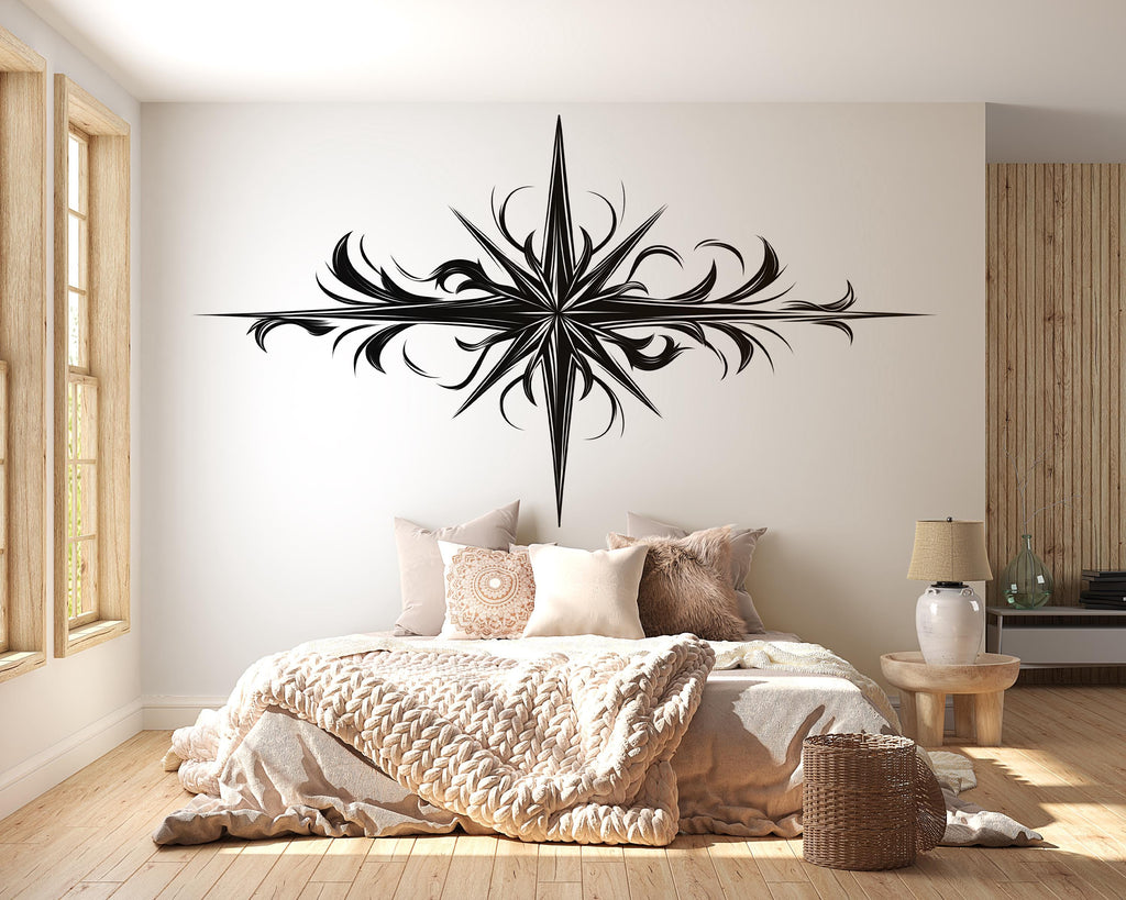 Compass Wall Art Tribal Star Black Geometric Wall Decor 351mv