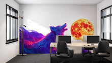 Load image into Gallery viewer, Neon Wolf Wall Art Howling Wolf Modern Digital Mural 367mv