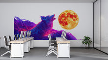 Load image into Gallery viewer, Neon Wolf Wall Art Howling Wolf Modern Digital Mural 367mv
