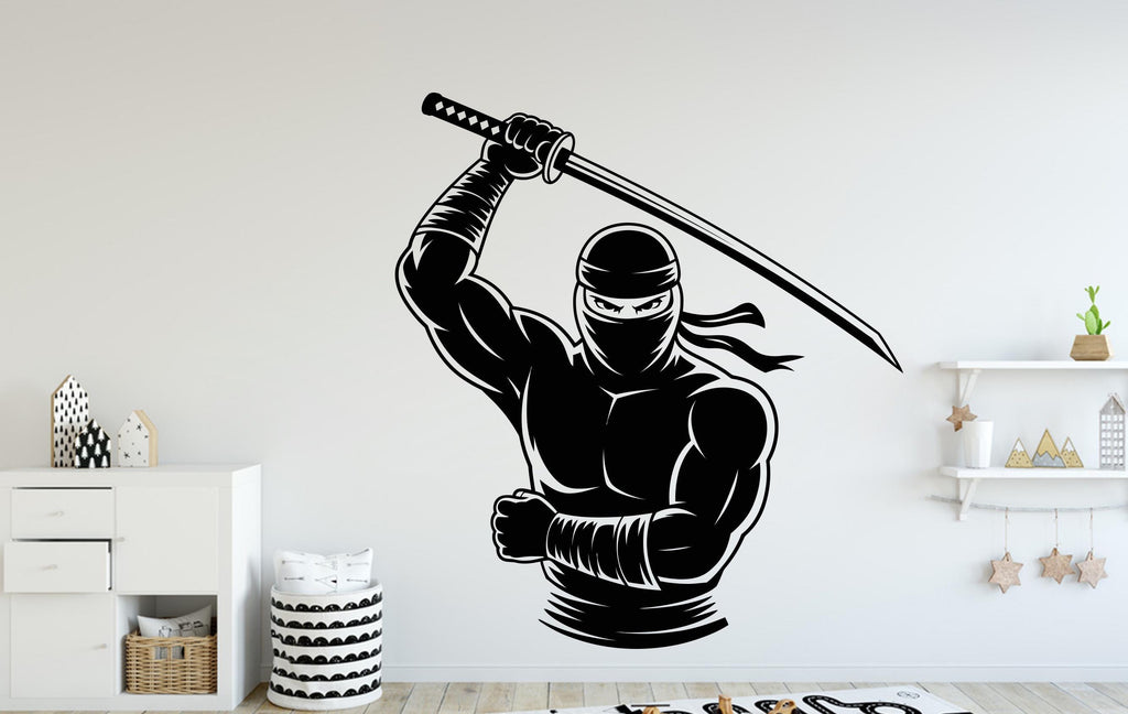 Ninja Wall Decal Ninja Art Wall Decal Sports Vinyl Ninja Gifts Kicks Wall Stickers Sport Kids Room Black Belt Judo Jiu Jitsu MMA Art 232DE