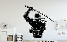 Load image into Gallery viewer, Ninja Wall Decal Ninja Art Wall Decal Sports Vinyl Ninja Gifts Kicks Wall Stickers Sport Kids Room Black Belt Judo Jiu Jitsu MMA Art 232DE
