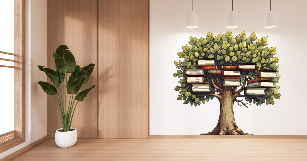 Library Tree Wall Art Decal, Office Library Wall Decal, Education Decals, Kids Reading Room, Nurseries, School, Kids Gifts, Dorm Room 713LU