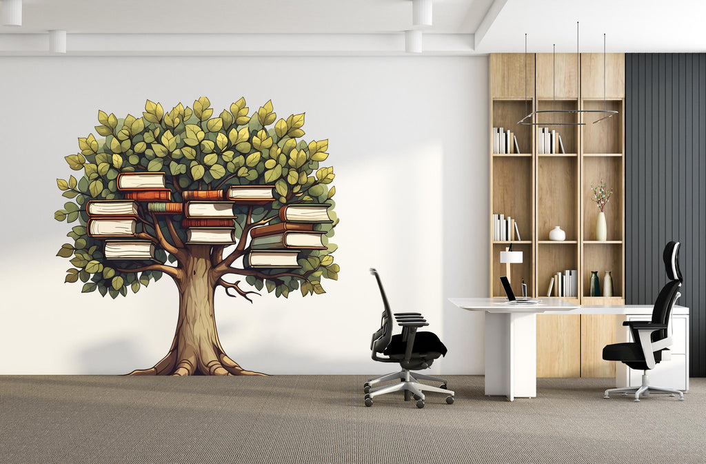 Library Tree Wall Art Decal, Office Library Wall Decal, Education Decals, Kids Reading Room, Nurseries, School, Kids Gifts, Dorm Room 713LU