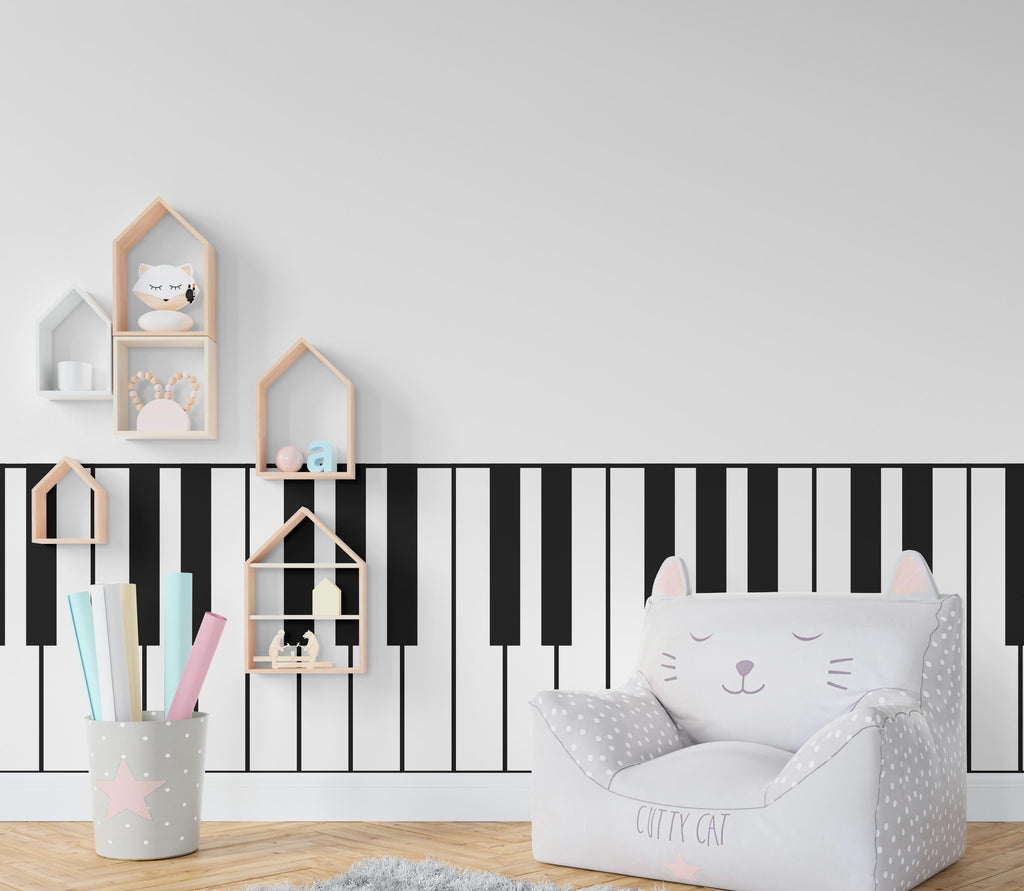 Piano Wall Border Wall Decal, Scallop Decals, Piano Wall Decor Decal, Piano Nursery, Safari Wall, Border Wall Decal 1022RS