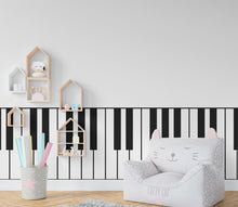 Load image into Gallery viewer, Piano Wall Border Wall Decal, Scallop Decals, Piano Wall Decor Decal, Piano Nursery, Safari Wall, Border Wall Decal 1022RS