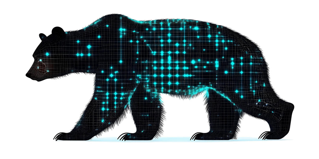 Futuristic Bear Wall Decal, Neon Grid Bear Wall Art, Modern Kids Room Wall Sticker, Animal Nursery Wall Decor, Cool Bear Wall Decal
