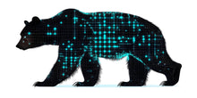 Load image into Gallery viewer, Futuristic Bear Wall Decal, Neon Grid Bear Wall Art, Modern Kids Room Wall Sticker, Animal Nursery Wall Decor, Cool Bear Wall Decal