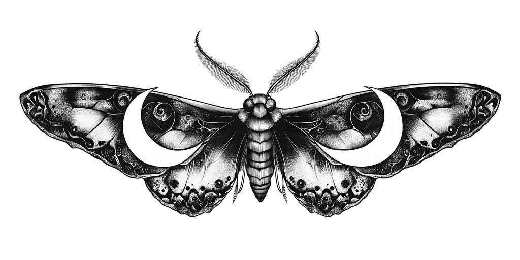 Gothic Lunar Moth Wall Decal, Moon Moth Wall Sticker, Dark Botanical Wall Art, Celestial Insect Wall Decor, Peel And Stick Wall Decal