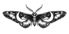 Load image into Gallery viewer, Gothic Lunar Moth Wall Decal, Moon Moth Wall Sticker, Dark Botanical Wall Art, Celestial Insect Wall Decor, Peel And Stick Wall Decal