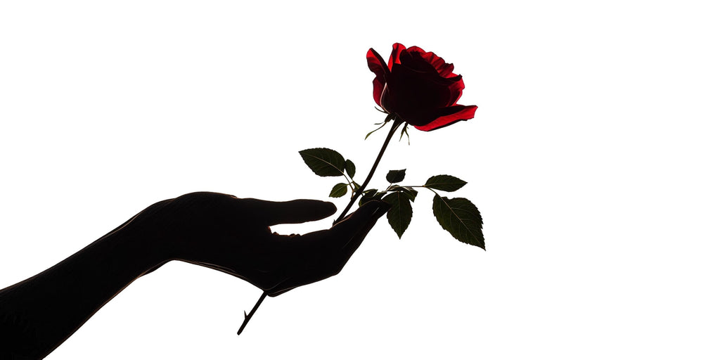 Black Hand Red Rose Wall Decal, Dark Romantic Wall Art Sticker, Gothic Floral Wall Decor, Surreal Rose Wall Decal, Peel And Stick Art